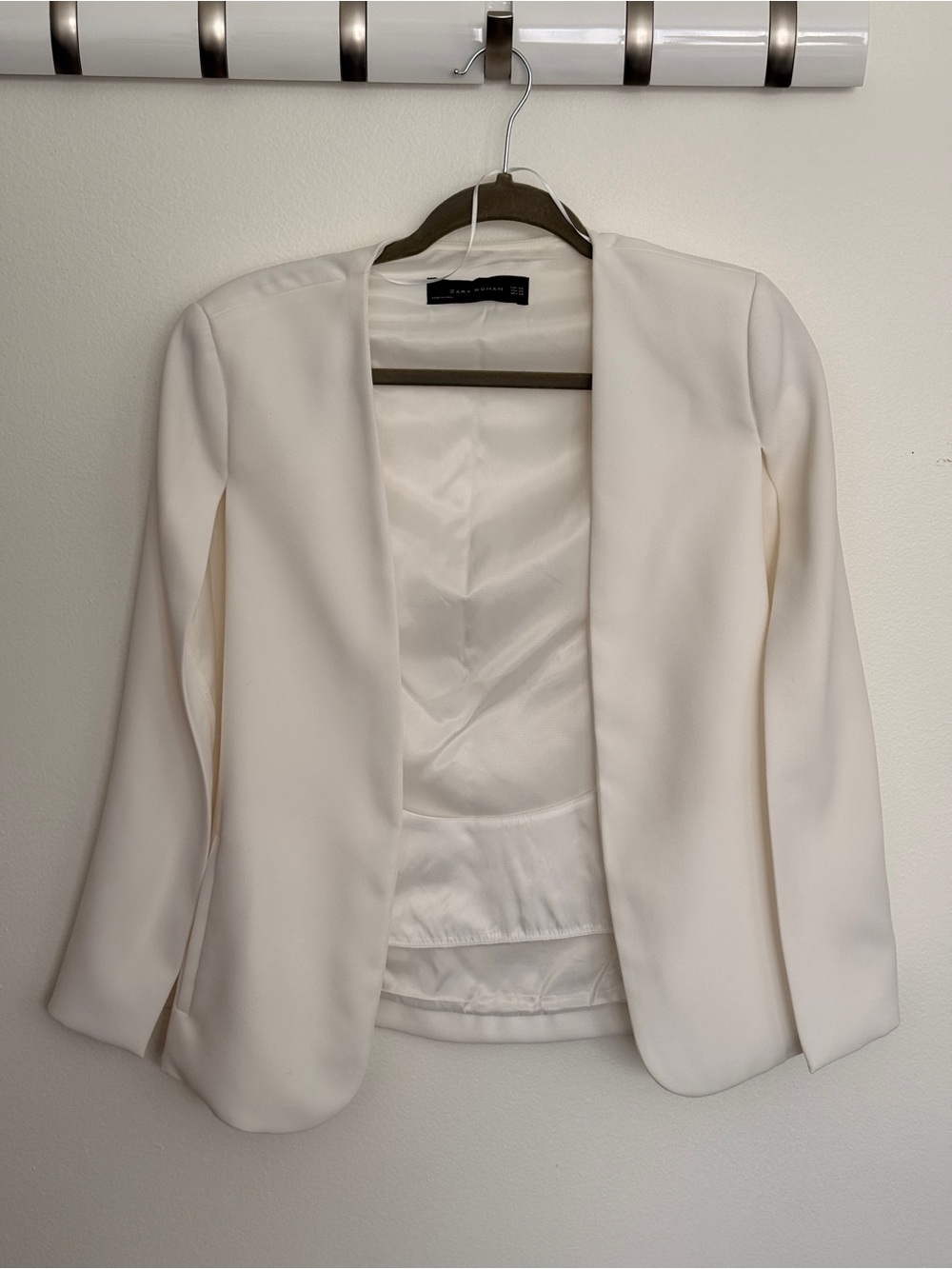 Zara Open-Front White Cape Blazer